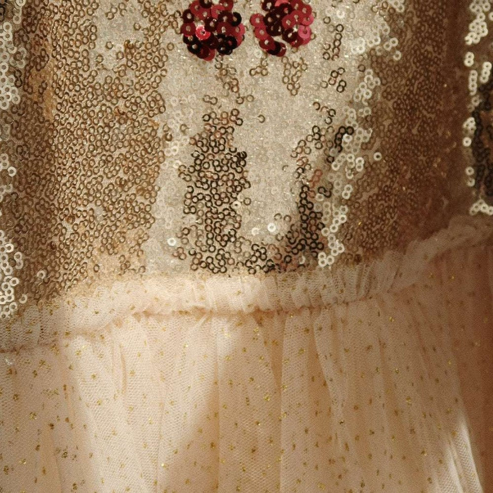 Konges Slojd Starla Puff Sleeve Dress Gold Blush