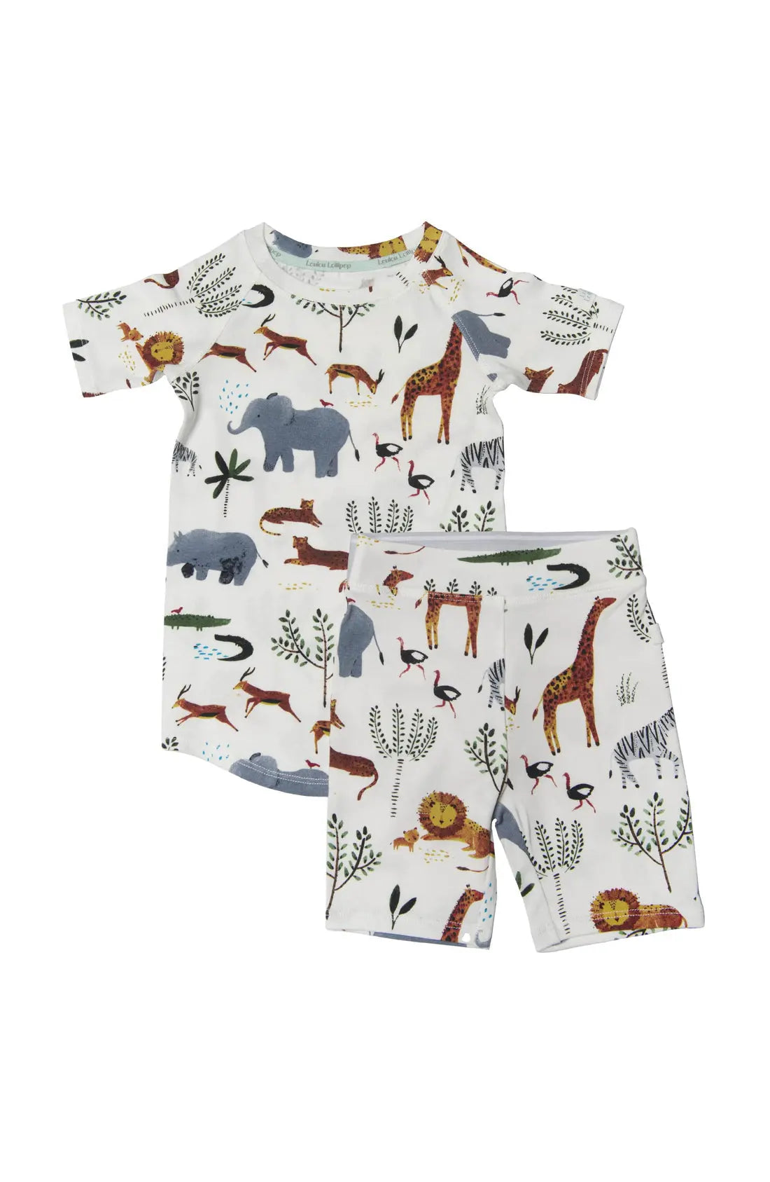 LOULOU LOLLIPOP SHORT PAJAMA SET SAFARI JUNGLE - baby enRoute