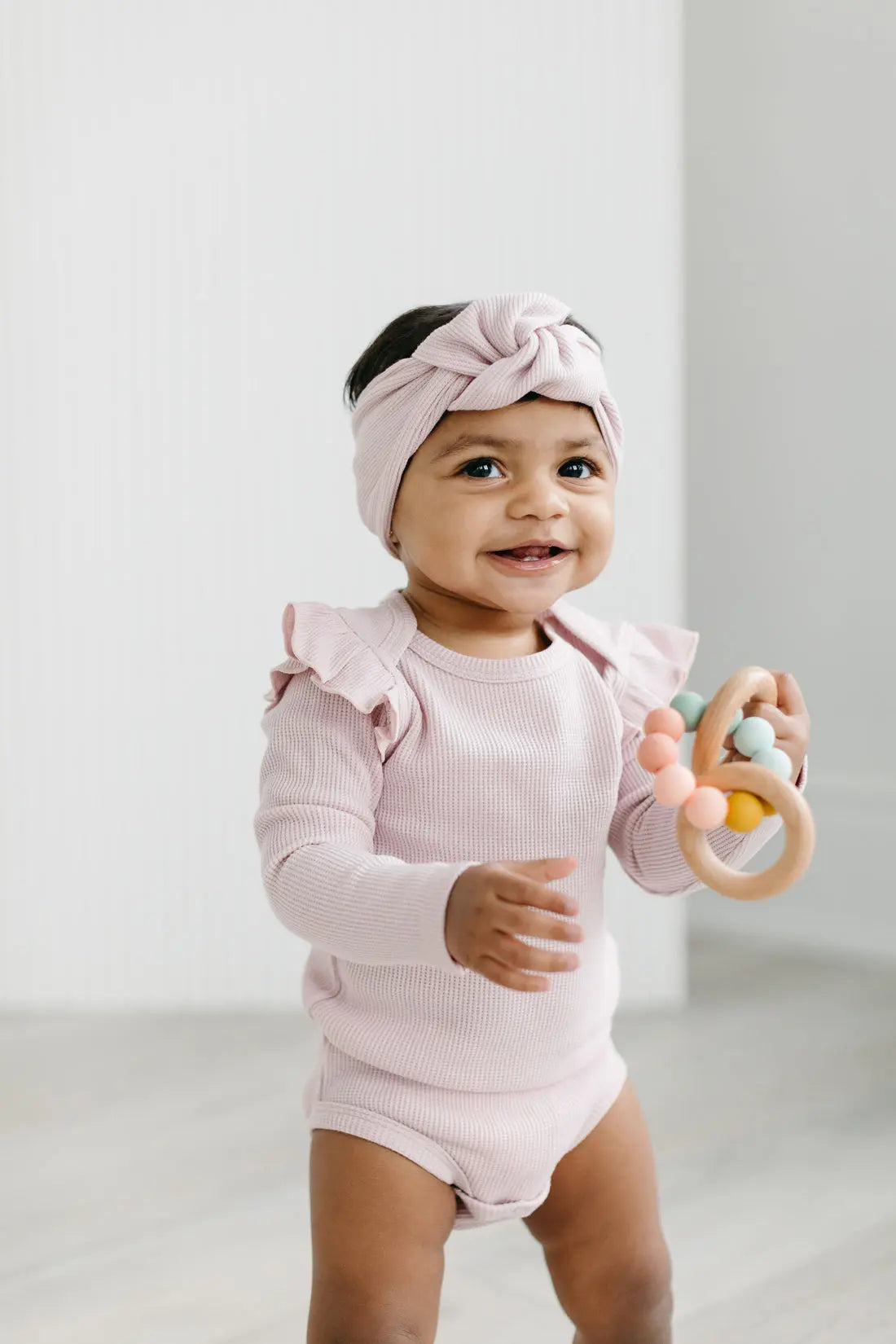Loulou Lollipop Waffle Knotted Headband Blush Pink