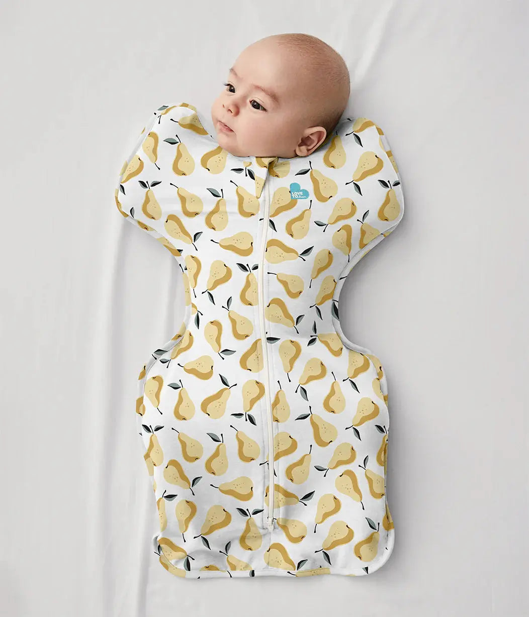 LOVE TO DREAM SWADDLE UP ORIGINAL COTTON 1.0 TOG PEAR PRINT OCHRE - baby enRoute