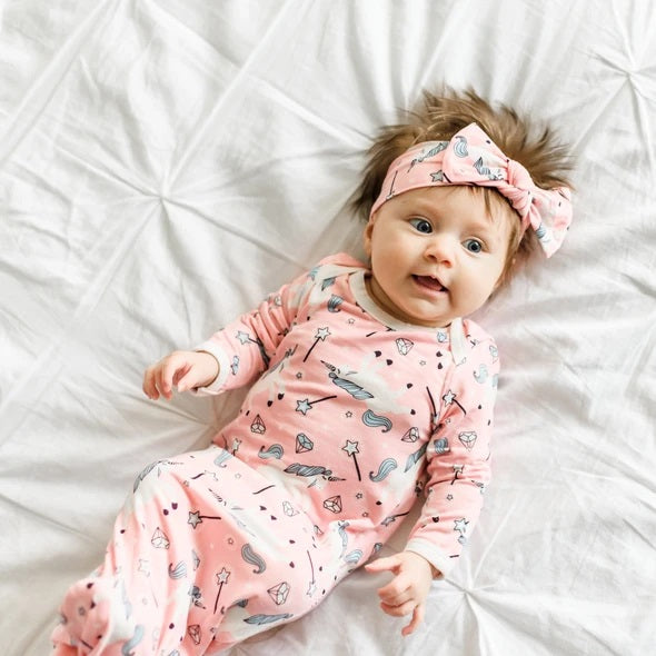 Little Sleepies Unicorns Bamboo Viscose Infant Knotted Gown