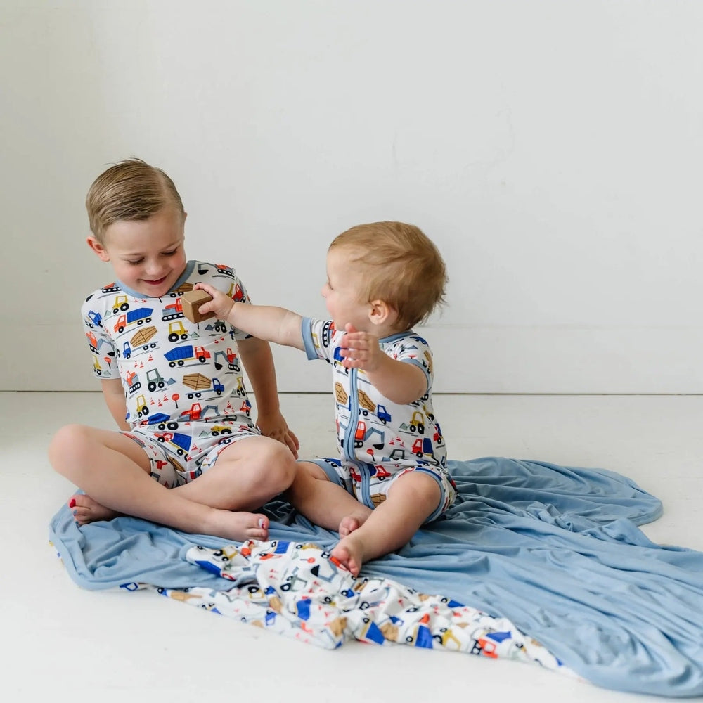 Littlesleepies Construction Two Piece Short Sleeve & Shorts Bamboo Viscose Pajama Set