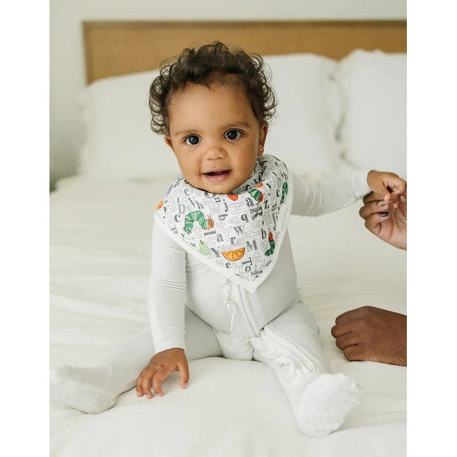 Loulou Lollipop Eric Carle Bandana Bib Alphabet baby bib in white with colorful letter print