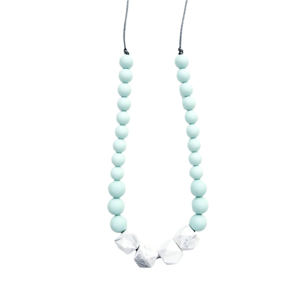 Loulou Lollipop Marble Silicone Teething Necklace Robin's Egg Blue