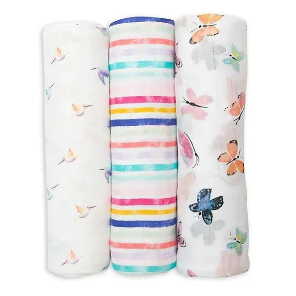 Lulujo 3Pk Swaddle Blanket Bamboo Cotton