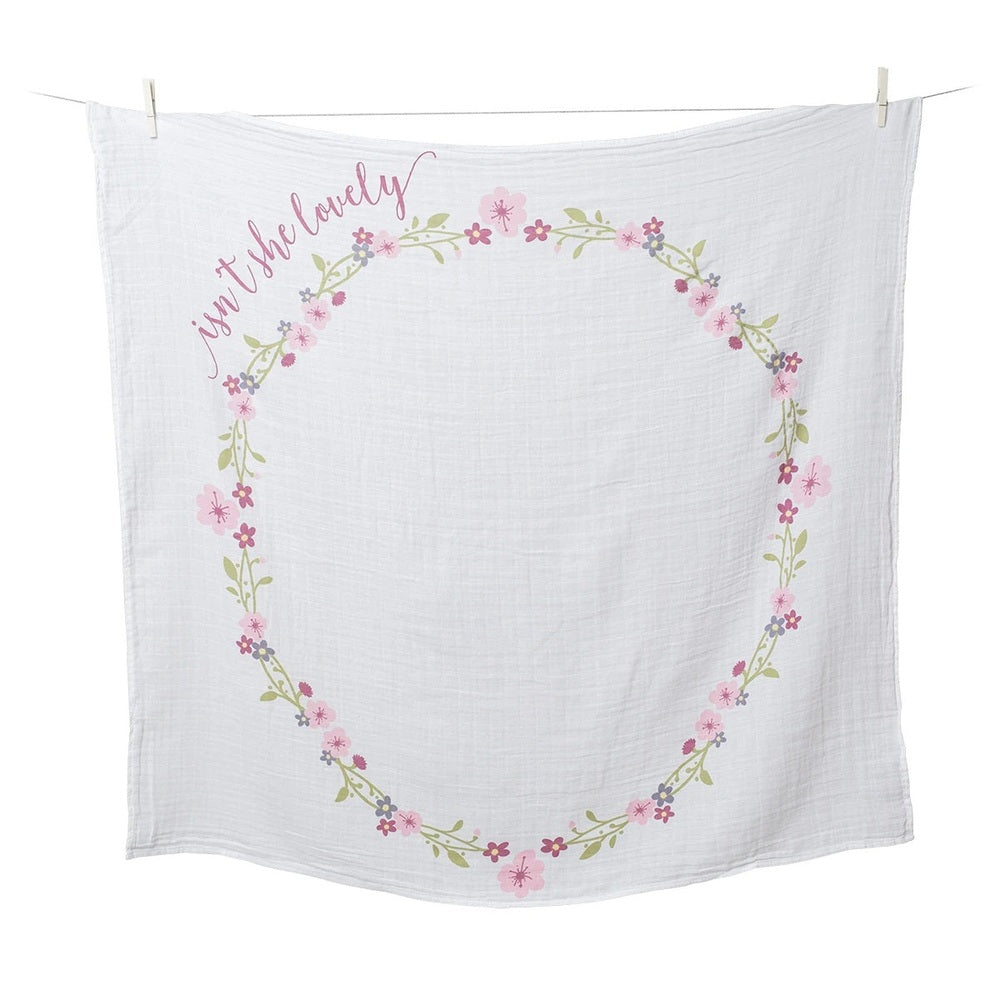Lulujo baby's 1st year blanket Isn't She Lovely with pink floral heart border