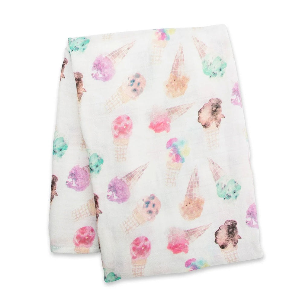 Lulujo Swaddle Blanket Bamboo Cotton-Ice Cream