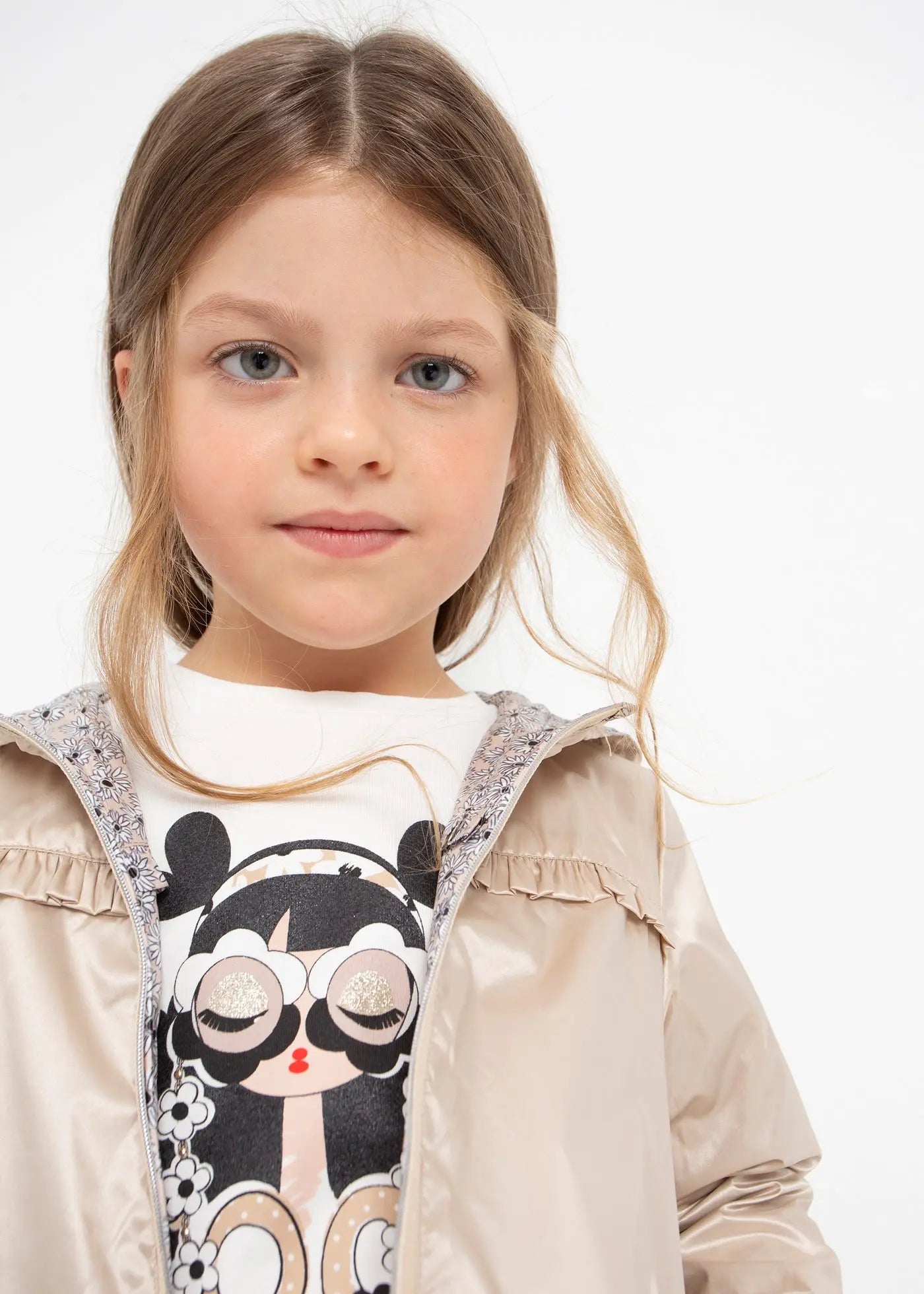 Mayoral Girl Reversible Windbreaker Jacket Almond