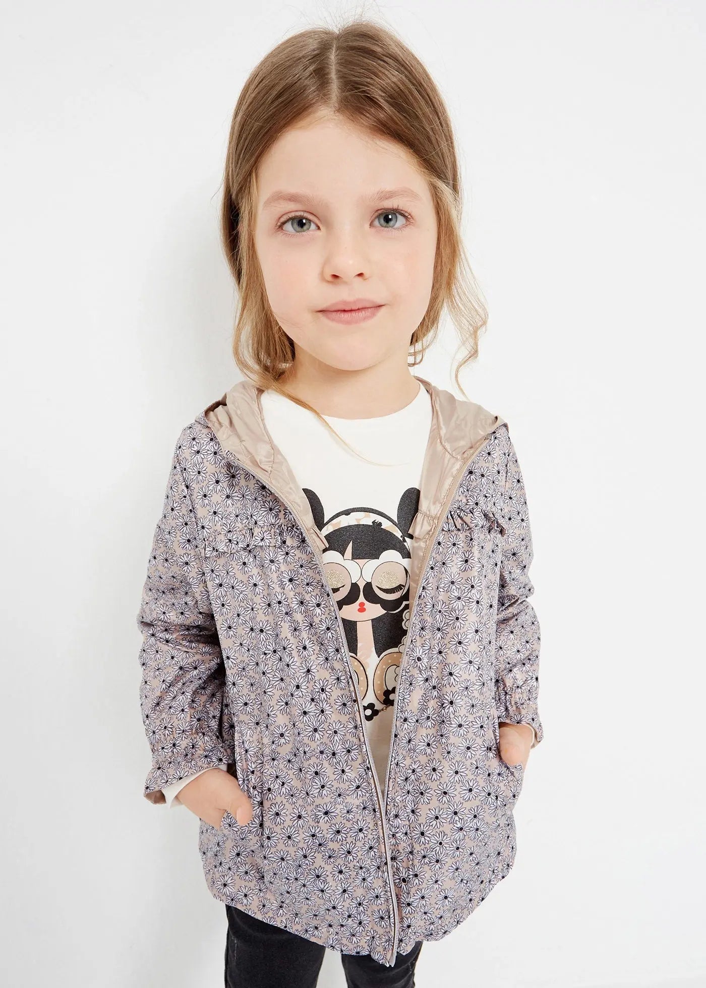 Mayoral Girl Reversible Windbreaker Jacket Almond