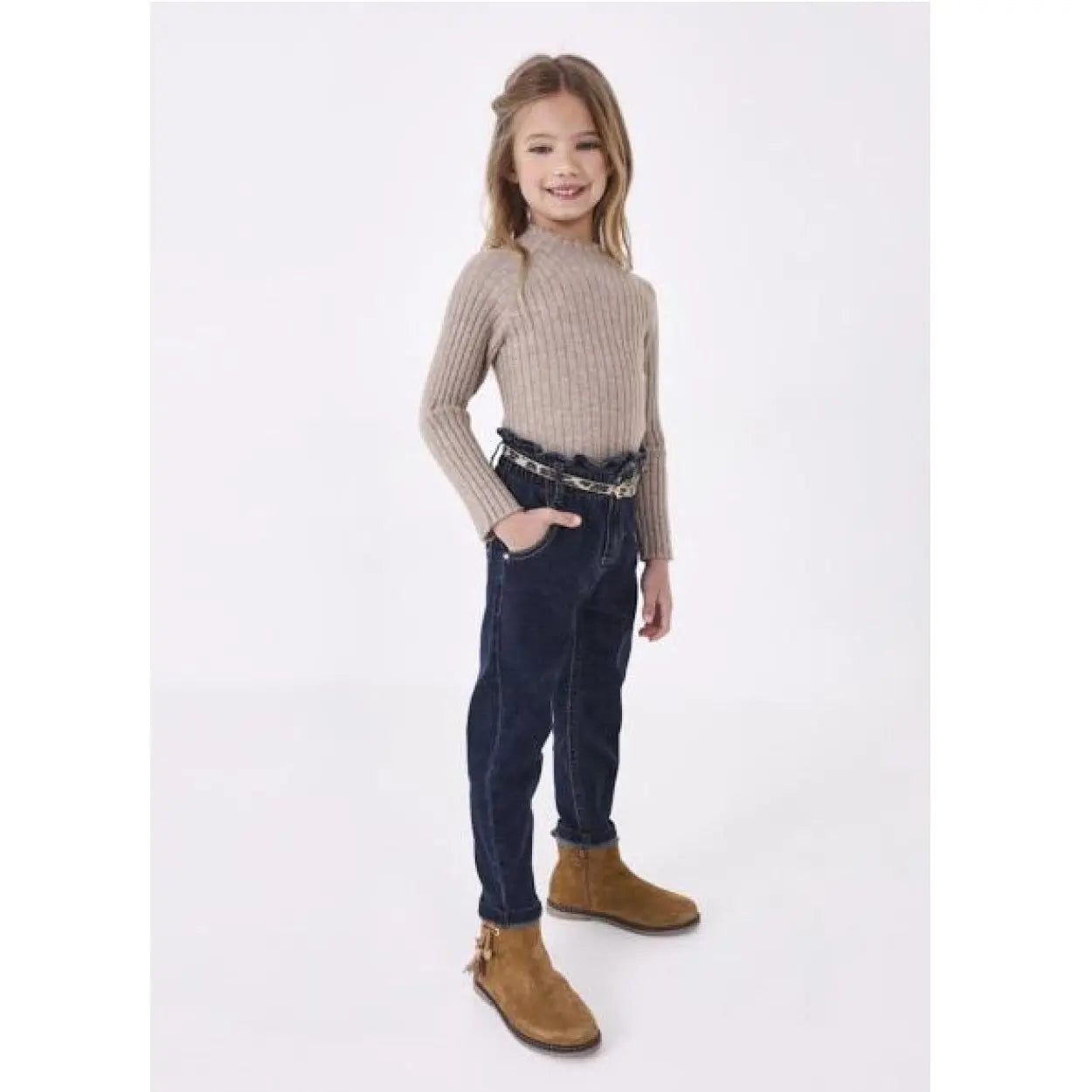 MAYORAL GIRLS DENIM PANTS WITH BELT - baby enRoute