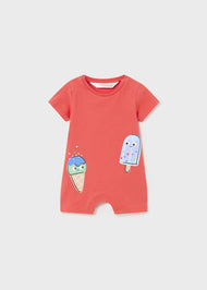 Mayoral Newborn 3-Pack Romper Papaya