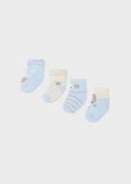 Mayoral Newborn 4 Pack Socks Organic Cotton Cielo