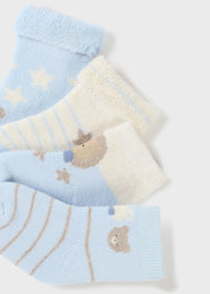 Mayoral Newborn 4 Pack Socks Organic Cotton Cielo