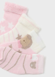Mayoral Newborn 4 Pack Socks Organic Cotton Rosa