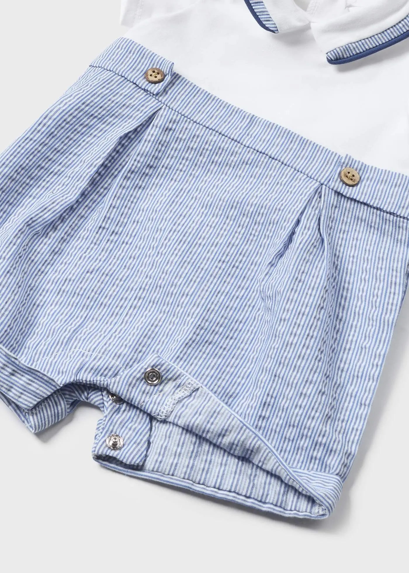 MAYORAL NEWBORN ROMPER WITH HAT SEERSUCKER - baby enRoute