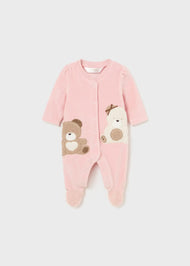 Mayoral Newborn Velour Sleepsuit Rosa