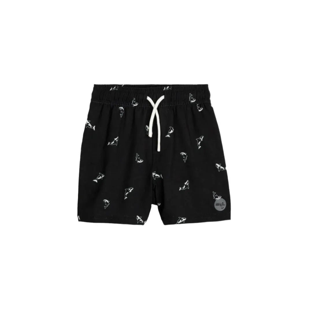 MILES THE LABEL ORCA PRINT SWIM TRUNKS BLACK - baby enRoute