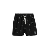MILES THE LABEL ORCA PRINT SWIM TRUNKS BLACK
