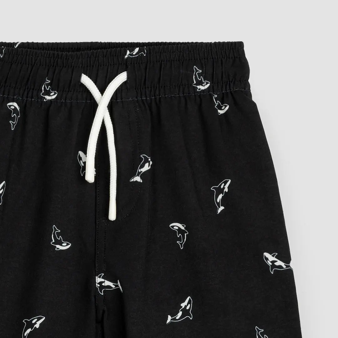MILES THE LABEL ORCA PRINT SWIM TRUNKS BLACK - baby enRoute