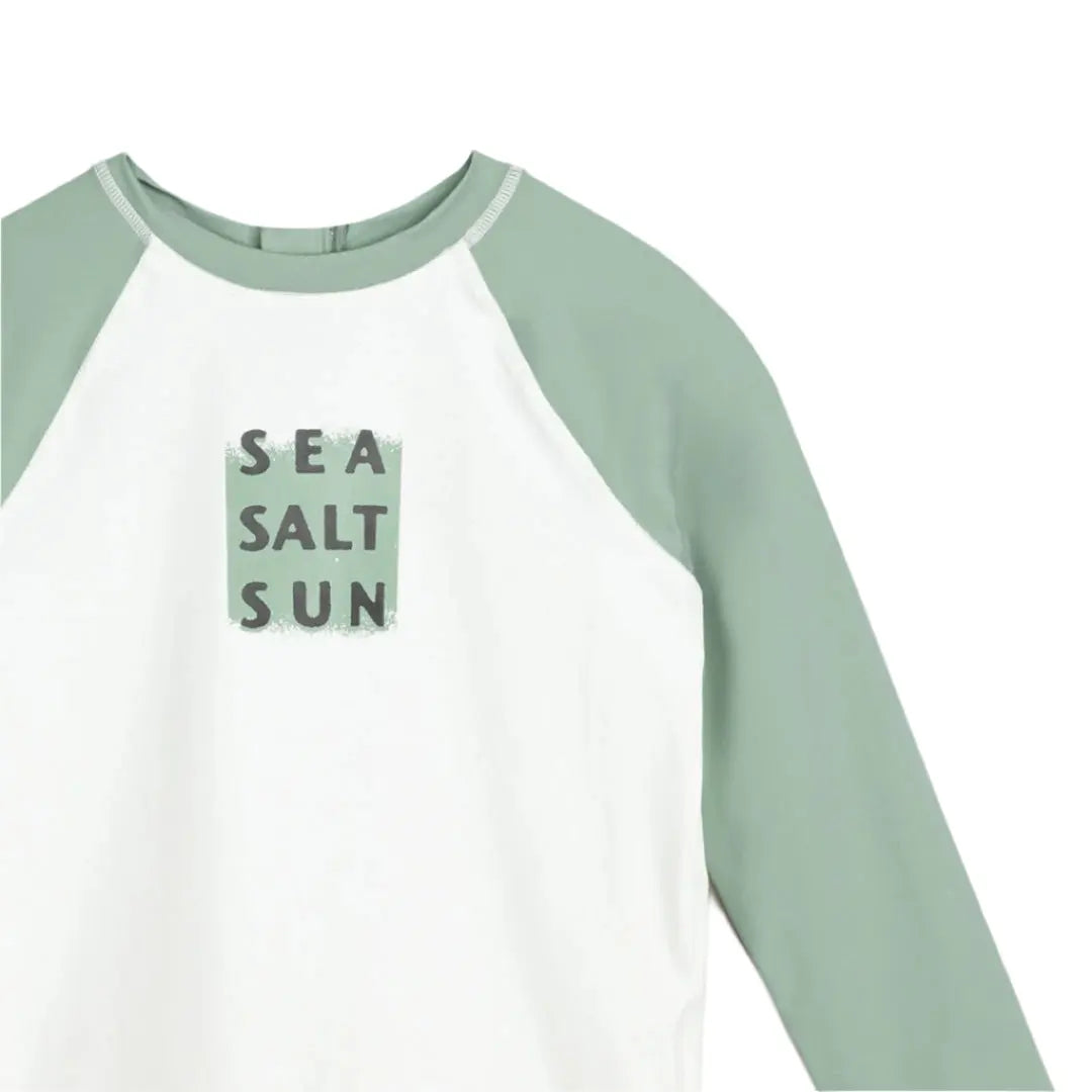 MILES THE LABEL SEA SALT SUN LONG-SLEEVE RAGLAN RASHGUARD DUSTY GREEN - baby enRoute