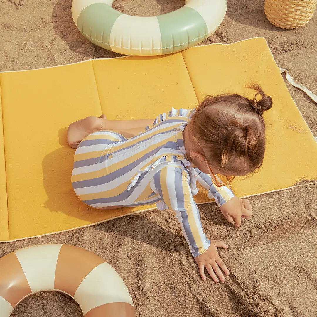 MILES THE LABEL SUNRISE & BLUE STRIPED LONG-SLEEVE ONE-PIECE SWIMSUIT - baby enRoute