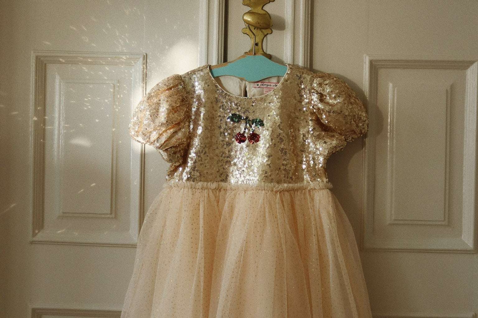 Konges Slojd Starla Puff Sleeve Dress Gold Blush