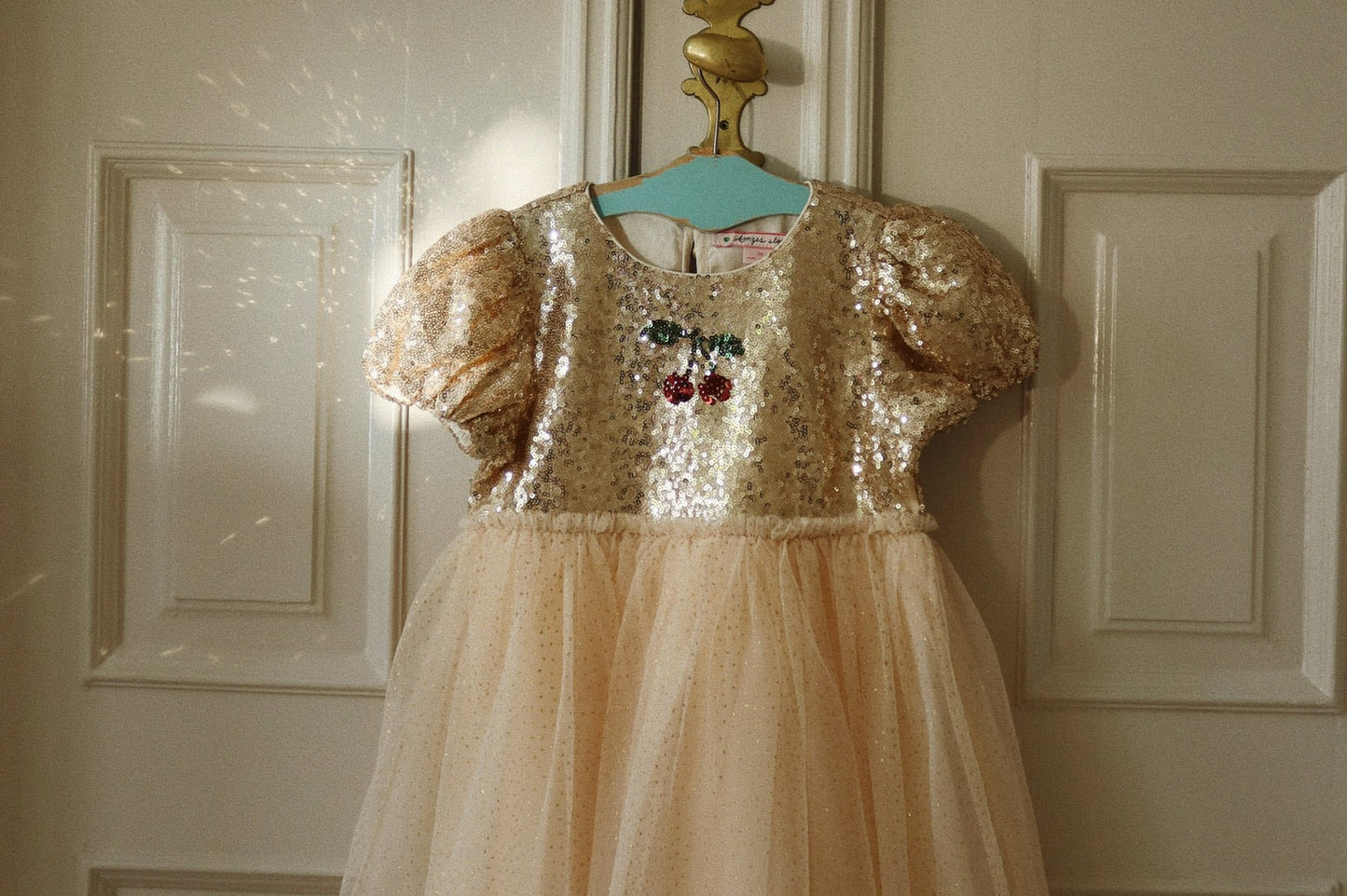 KONGES SLOJD STARLA PUFF SLEEVE DRESS GOLD BLUSH - baby enRoute
