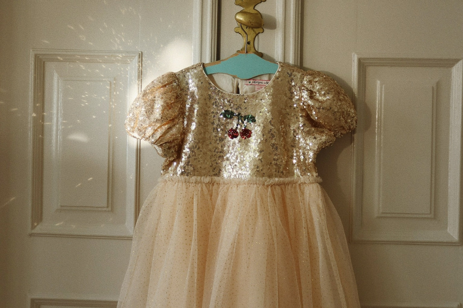 KONGES SLOJD STARLA PUFF SLEEVE DRESS GOLD BLUSH