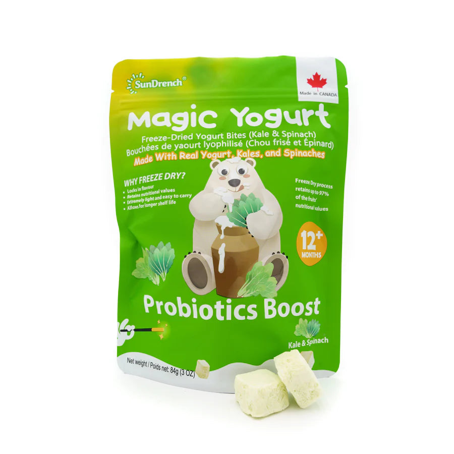 Magic yogurt kale & spinach bites, green packaging, 2 cubes