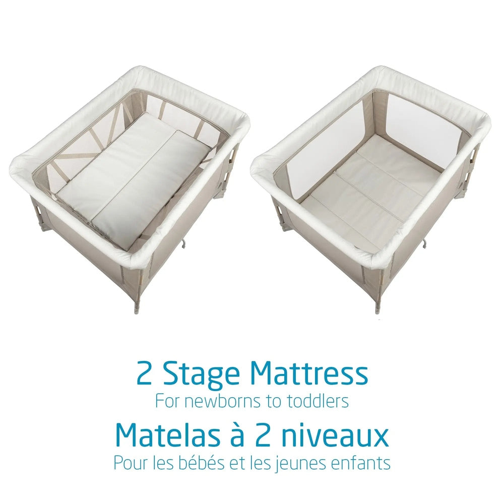 MAXI COSI Swift Playard in beige, two units, with removable 2-stage mattress for newborns to toddlers
