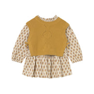 Mayoral Baby Dress With Faux Knit Vest Honey