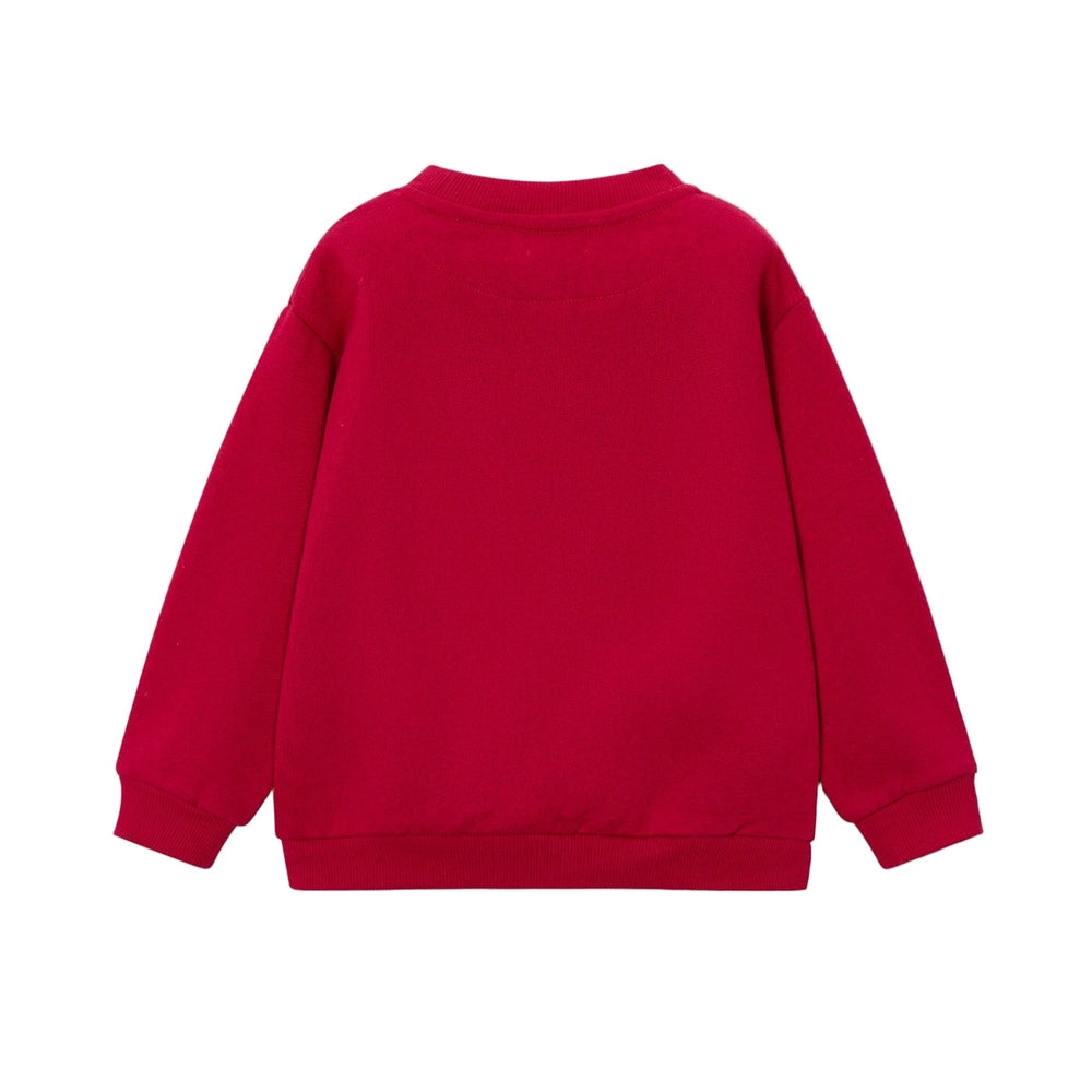 MAYORAL red pullover sweatshirt for babies, cozy knit, back view.