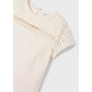 Mayoral Girl Appliques T-Shirt Creamy White
