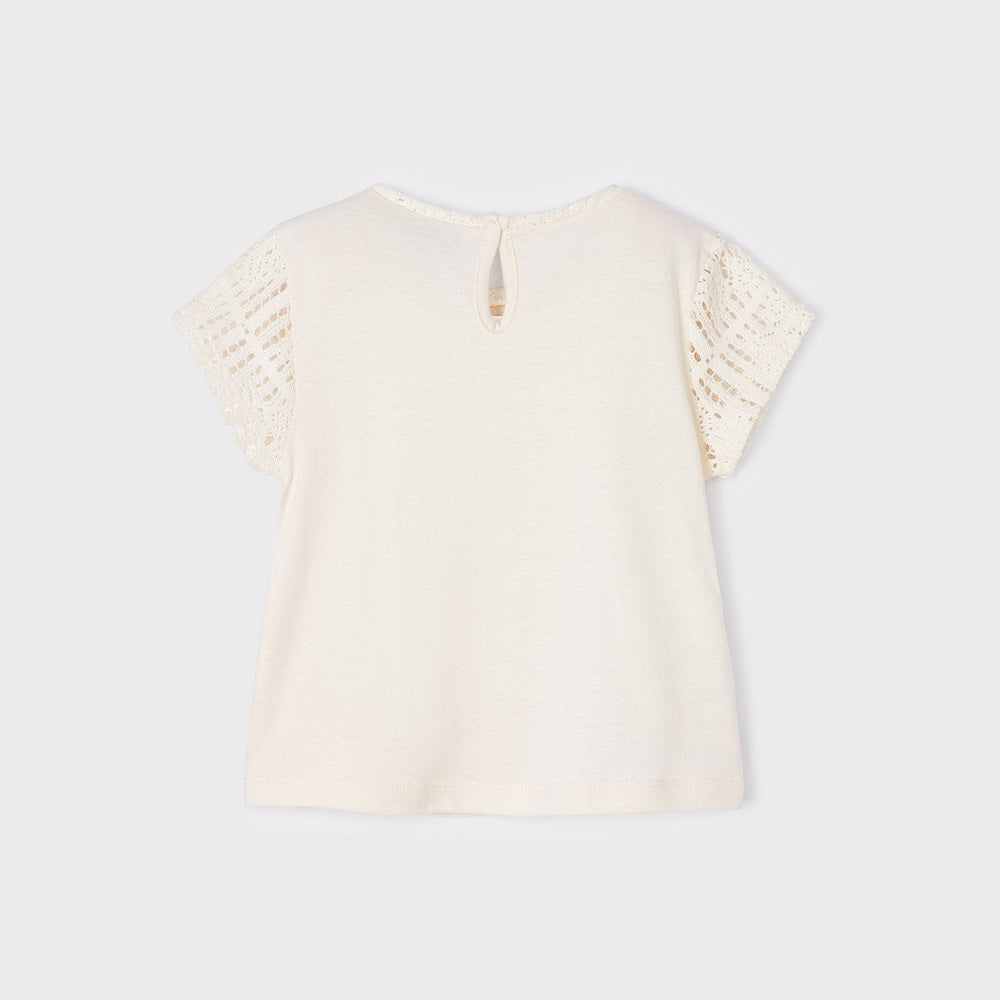 Mayoral Girl Appliques T-Shirt Creamy White