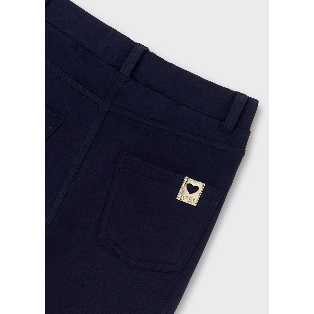 Mayoral Girl Fleece Trousers Navy with back pocket and heart patch on the pocket.