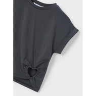 Mayoral Girl Heart T-Shirt Charcoal