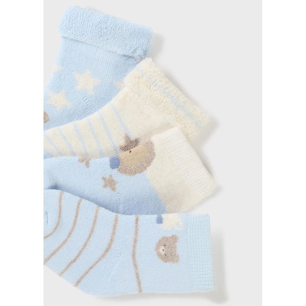 Mayoral Newborn 4 Pack Socks Organic Cotton Cielo