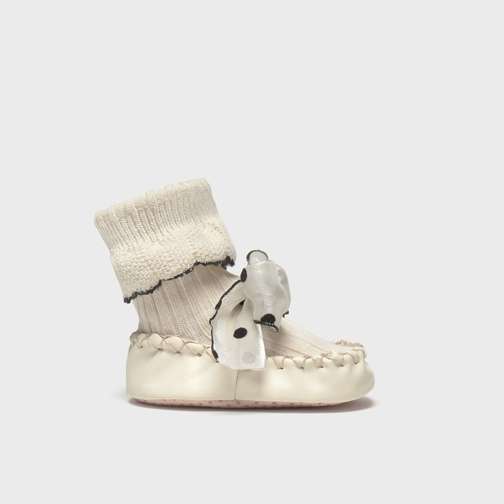 Mayoral Newborn Bow Shoes Cream