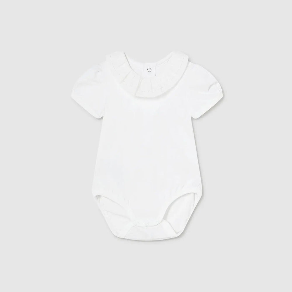 Mayoral Newborn Ruffled Bodysuit White