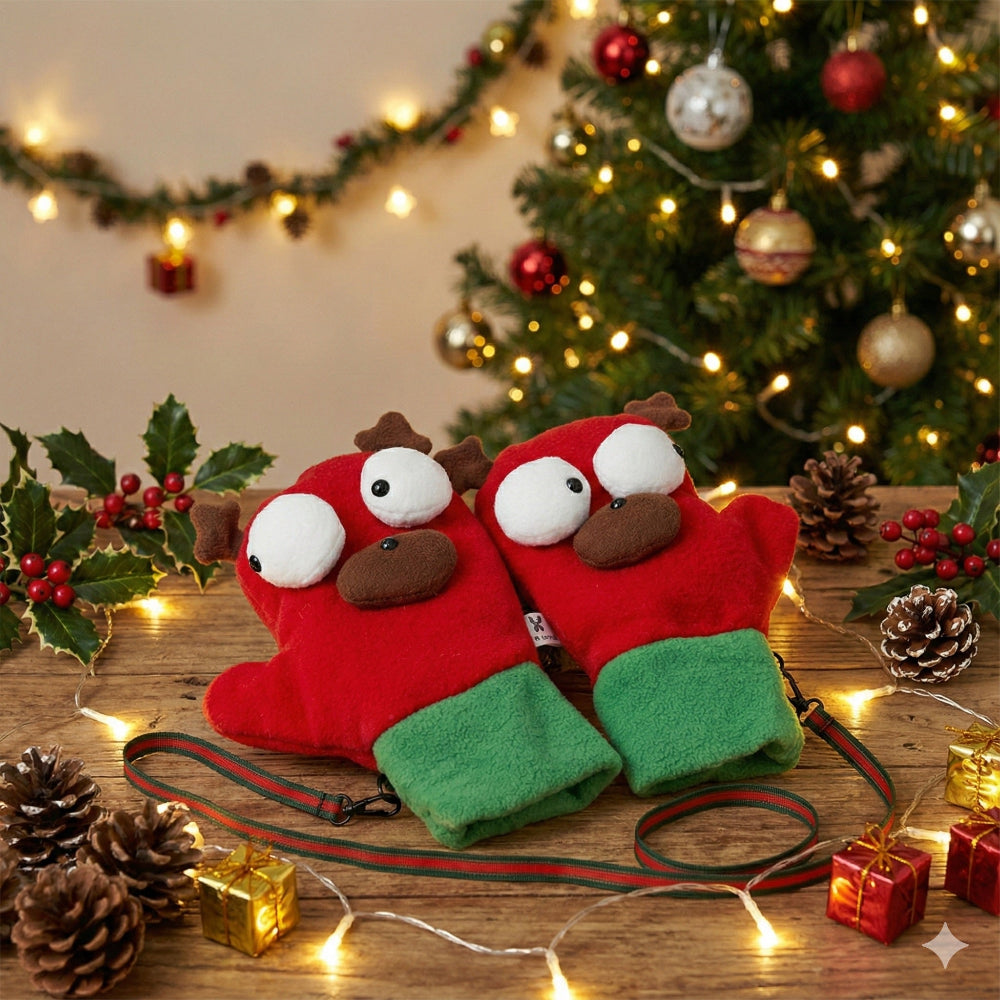 Merry Moose Christmas Mittens