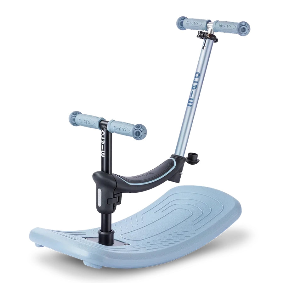 Micro Rock & Go Led Scooter, blue adjustable-t-bar kids scooter with textured deck and secure clamp.