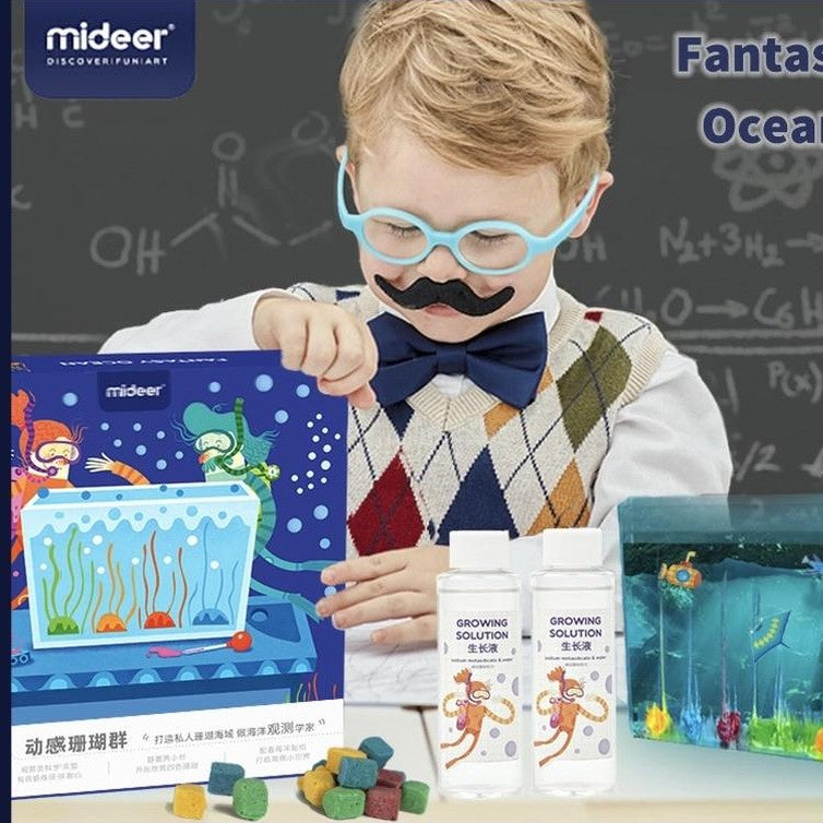 MIDEER Fantasy Ocean educational toy set with aquarium scene and two growing-solution bottles for kids
