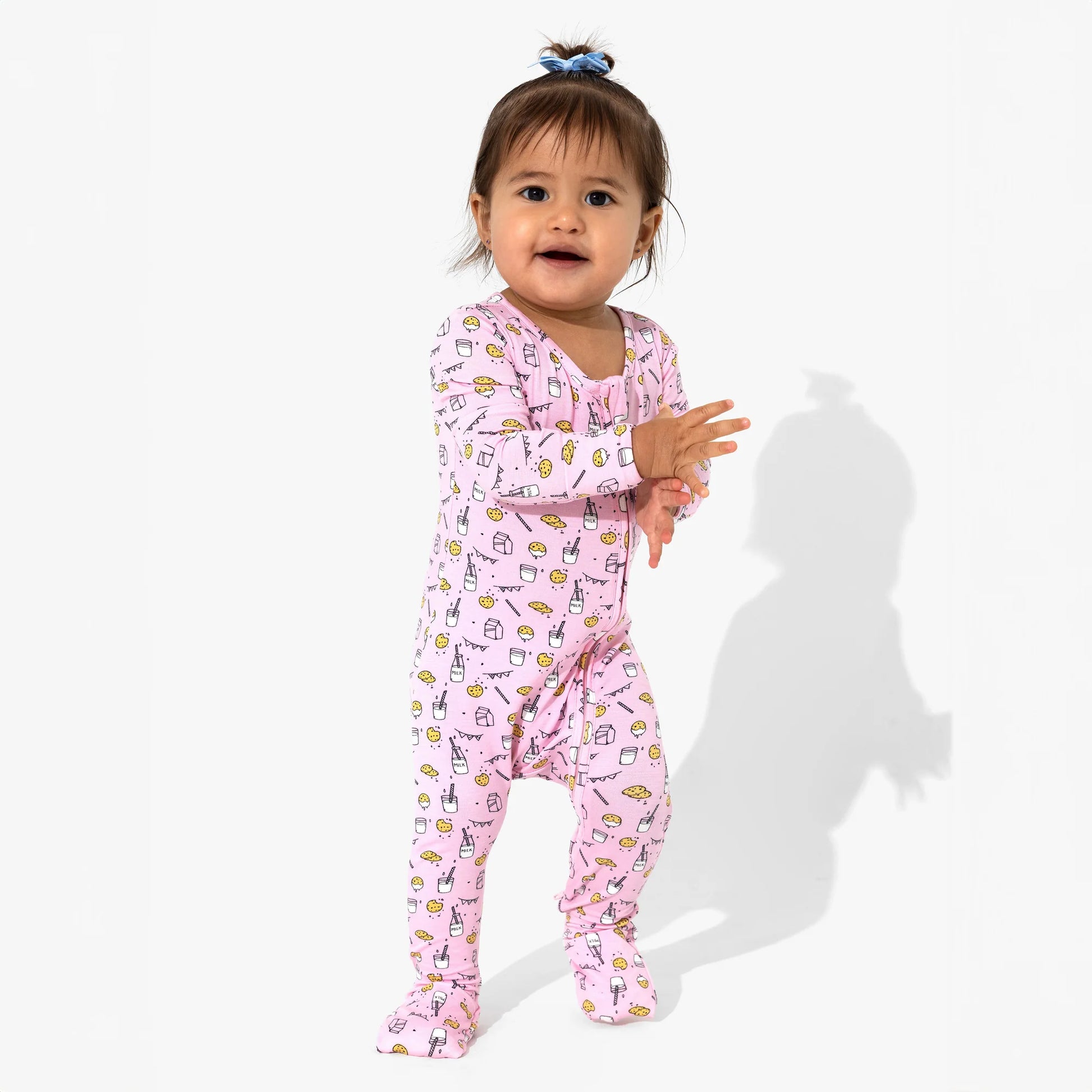 BELLABU BEAR MILK AND COOKIES PINK BAMBOO CONVERTIBLE FOOTIE