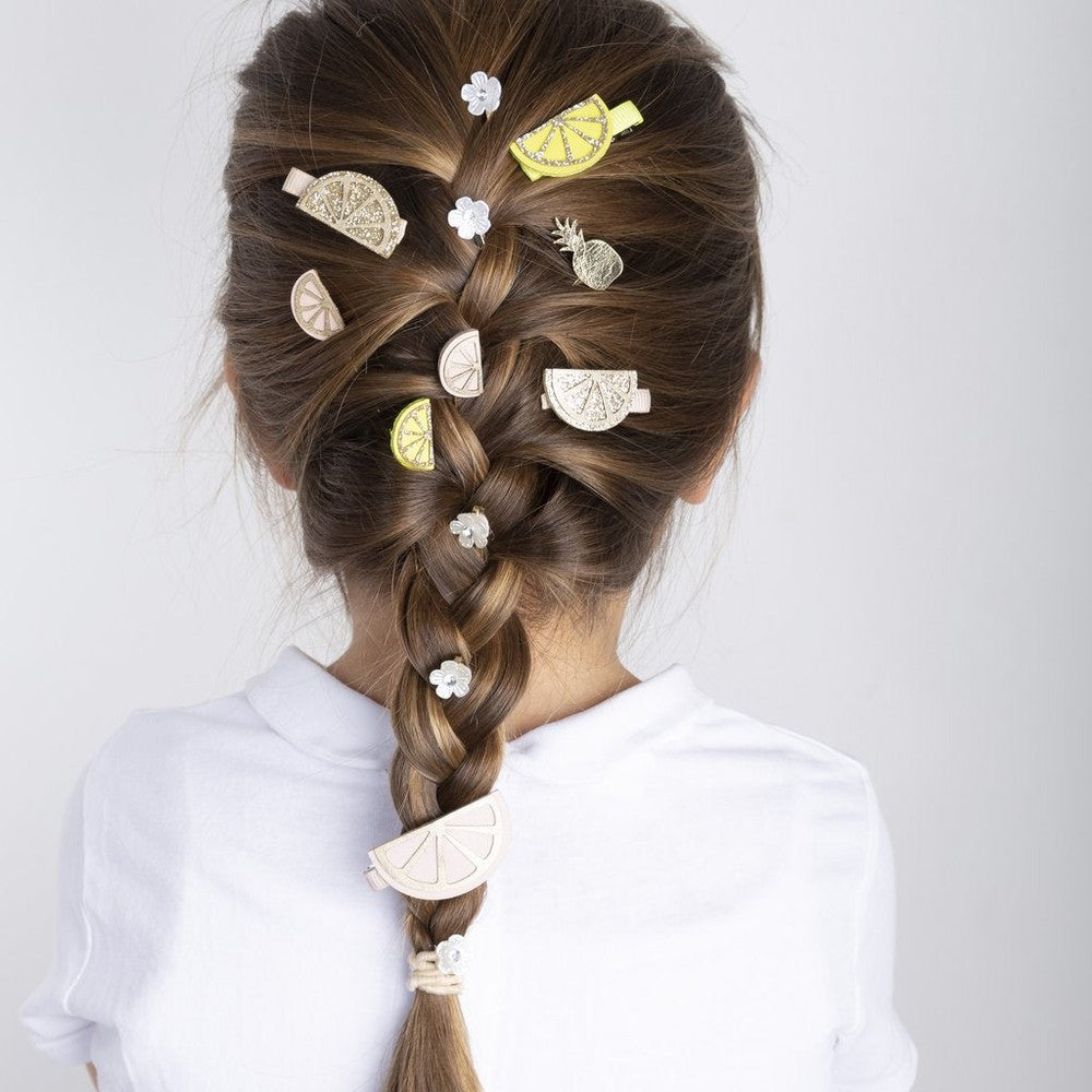 Mimi & Lula Citrus Slice Clips; yellow and ivory kid hair pins