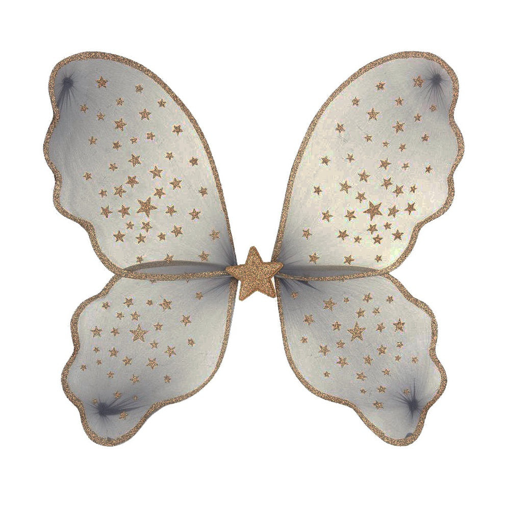 Mimi & Lula grey starry night baby butterfly wings with glittery gold stars