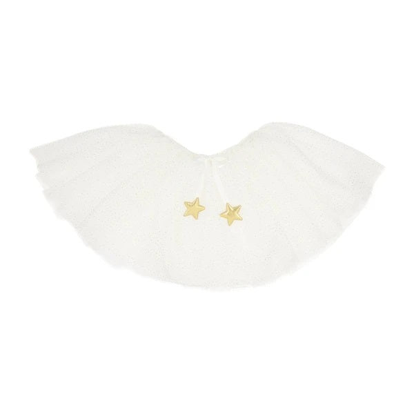 Mimi & Lula Opal Shimmer Tutu, white tulle skirt with gold star charms for little girls