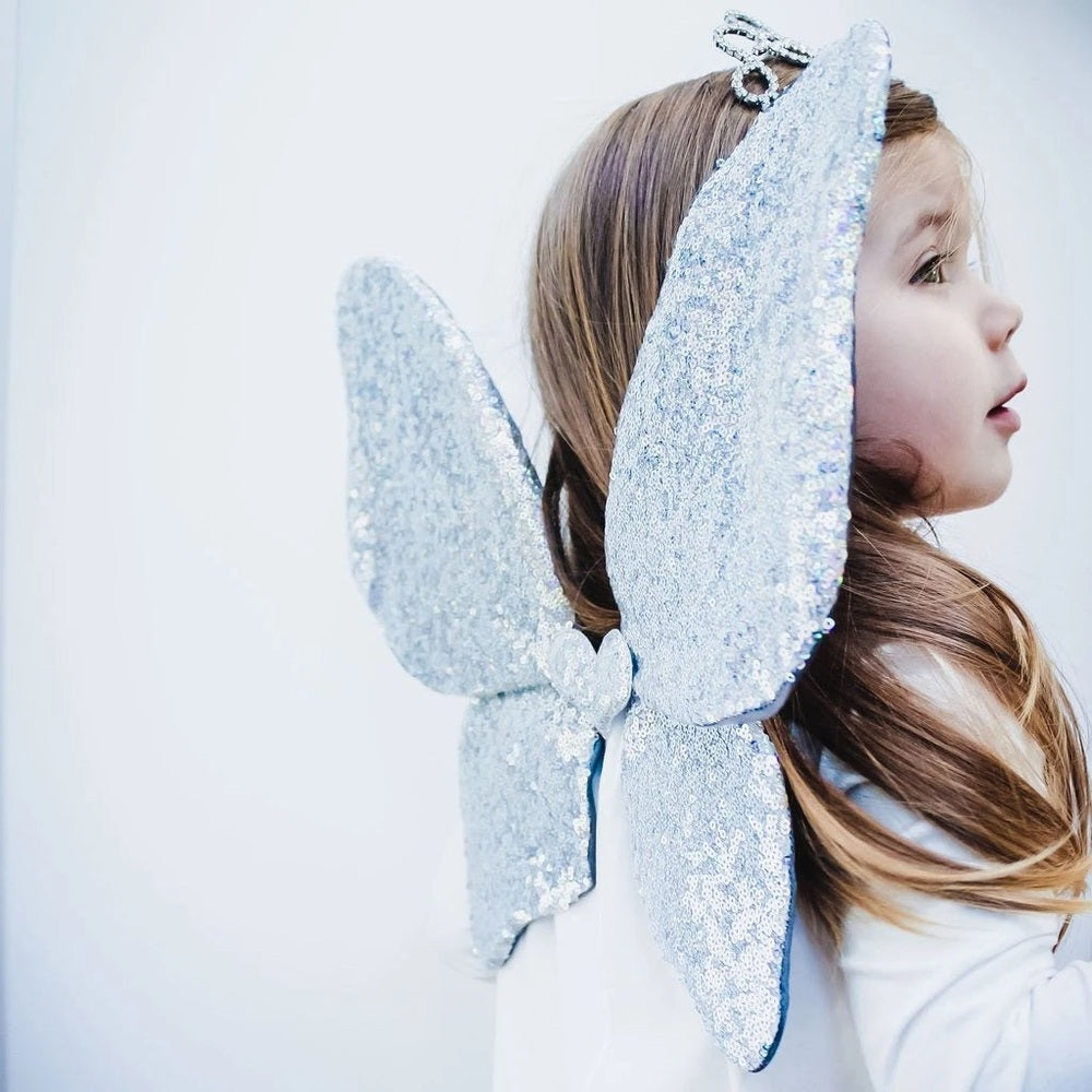 Mimi & Lula Sparkle Sequin Wings for kids in light blue glittery sequins