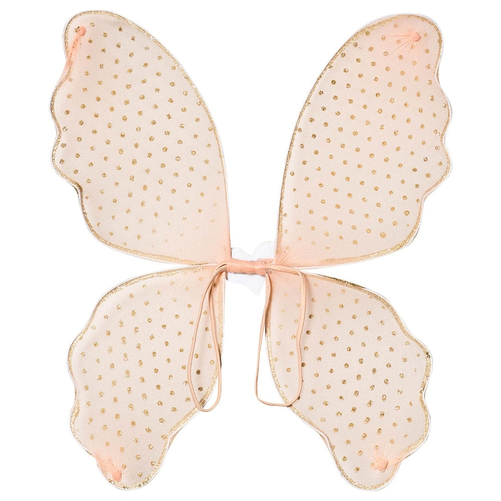 Mimi & Lula Sugar Plum Fairy Wings, pink peach sheer wings with gold polka dots and ribbon ties
