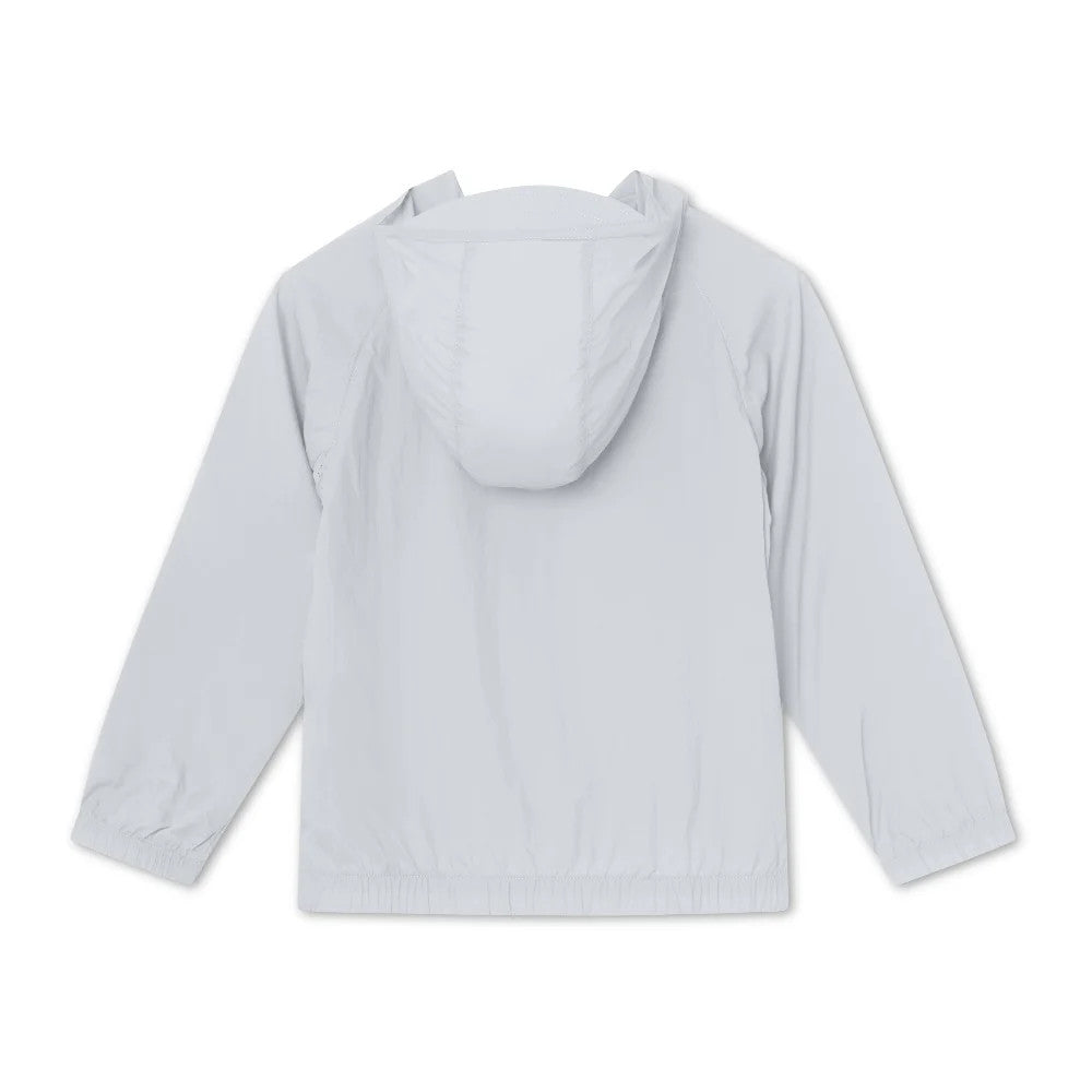 Mini A Ture Matasla UV Jacket Grs Pearl Blue, back view of a lightweight hooded windbreaker.