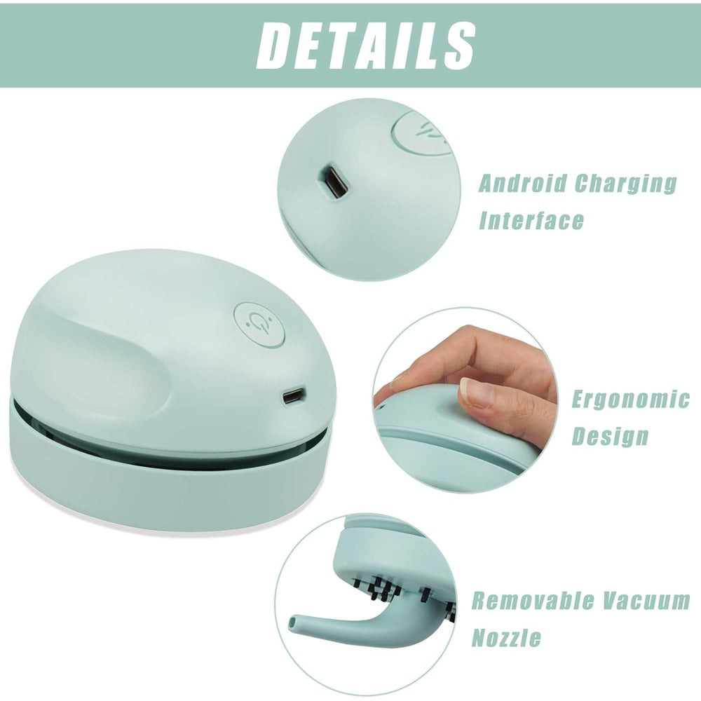 Mini Table Dust Charging Desktop Vaccum Cleaner Green